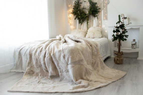 Luxurious Patchwork Toscana Sheepskin Real Fur Throw | Real Fur Blanket | Sheepskin throw | Sheepskin Blanket | Boho Throw |FuFu123