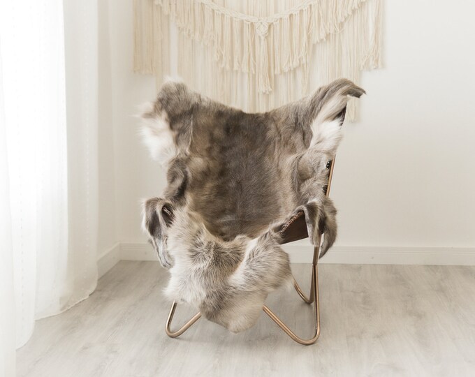 Reindeer Hide | Reindeer Rug | Reindeer Skin | Throw XXL EXTRA LARGE - Scandinavian Style Christmas Decor Brown White Hide #Reb8