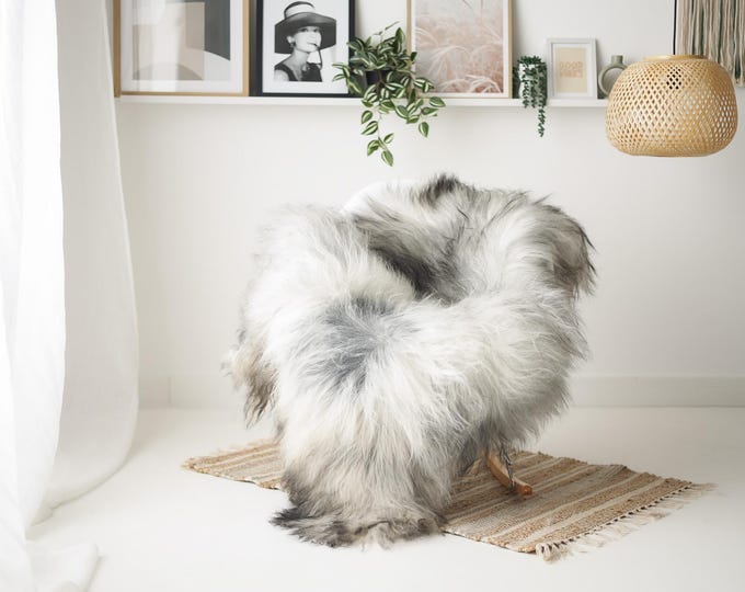 Real Icelandic Sheepskin Rug Scandinavian Home Decor Sofa Sheepskin throw Chair Cover Natural Sheep Skin Rugs Gray Black #IS148