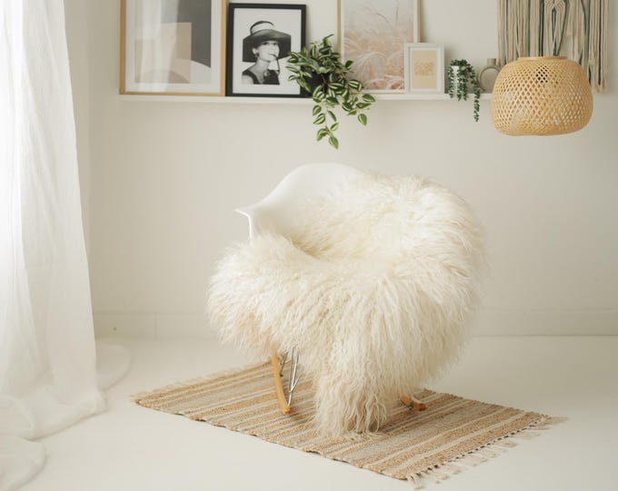Real Icelandic Sheepskin Rug Scandinavian Decor Sofa Sheepskin throw Chair Cover Natural Sheep Skin Rugs Ivory #Iceland1660