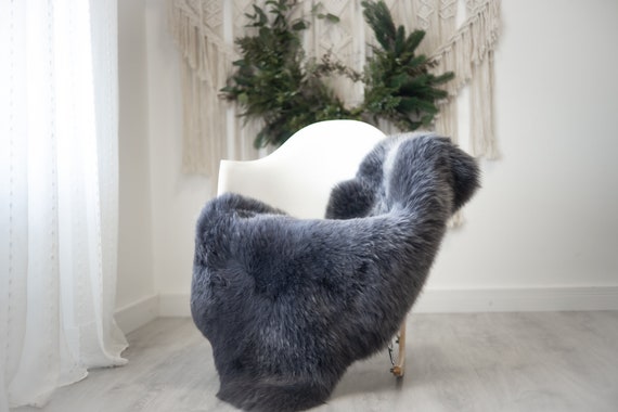 Real Sheepskin Rug Shaggy Rug Chair Cover Scandinavian Home Sheepskin Throw Sheep Skin Gray Sheepskin Home Decor Rugs #herdwik359