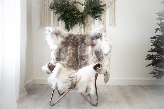 Reindeer Hide | Reindeer Rug | Reindeer Skin | Throw XXL EXTRA LARGE - Scandinavian Style Christmas Decor Brown White Hide #Reindeer95
