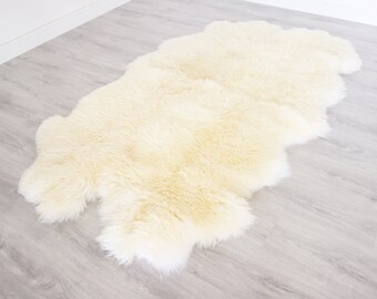 Genuine Natural creamy white Sheepskin Rug, Pelt,  Giant Sheepskin throw  Sexto