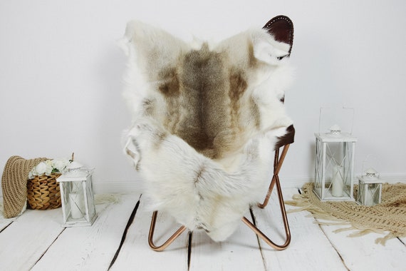 Reindeer Hide | Reindeer Rug | Reindeer Skin | Throw XXL EXTRA LARGE - Scandinavian Style Christmas Decor Brown White Hide #Kre23