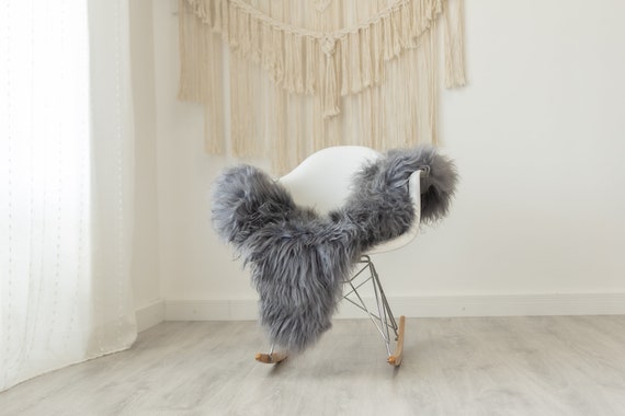 Real Icelandic Sheepskin Rug Scandinavian Decor Sofa Sheepskin throw Chair Cover Natural Sheep Skin Rugs Gray #Iceland380