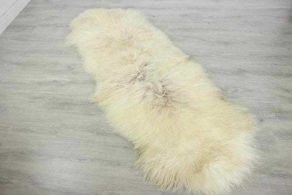 Double Icelandic Sheepskin Rug Long rug Large Sheepskin Throw Chair Cover Curly Sheepskin Carpet Ivory Sheepskin Sheep Skin Rug | 2double10