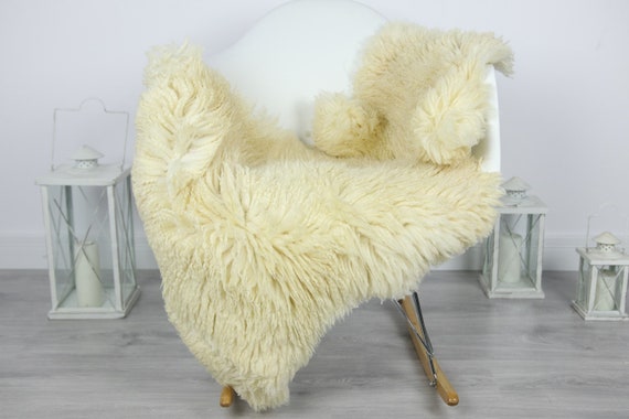 Genuine Rare Tuscan Lamb Sheepskin Rug - Curly Fur Rug - Natural Sheepskin - Ivory Sheepskin | #CURLY23
