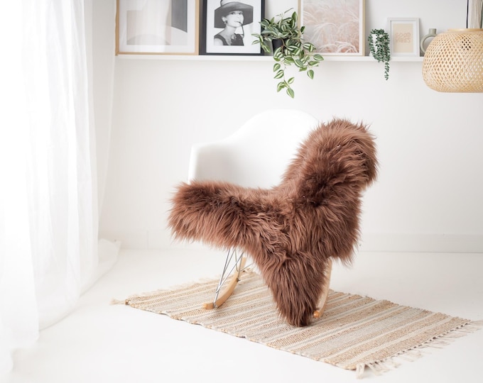 Real Icelandic Sheepskin Rug Scandinavian Decor Sofa Sheepskin throw Chair Cover Natural Sheep Skin Rugs Brown #IS42