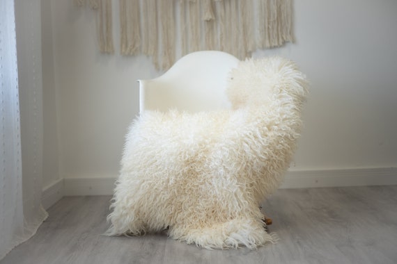 Real Sheepskin Rug Genuine Rare Gotland Sheepskin Rus - Curly Fur Rug Scandinavian Sheep skin - ivory Sheepskin #G47