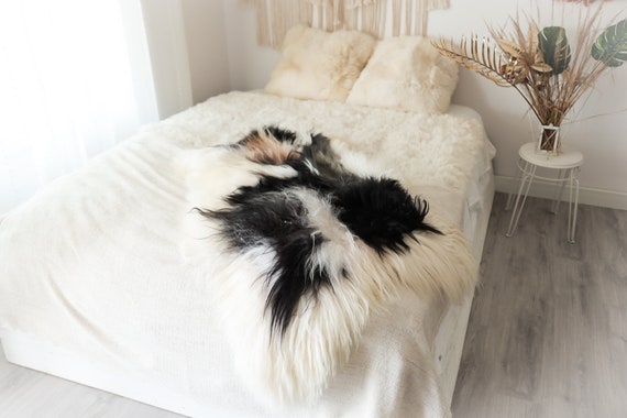 Patchwork Real Icelandic Sheepskin Rug Scandinavian Decor Sofa Sheepskin throw Chair Cover Natural Sheep Skin Rugs Gray Fur Rug #2patchwork4