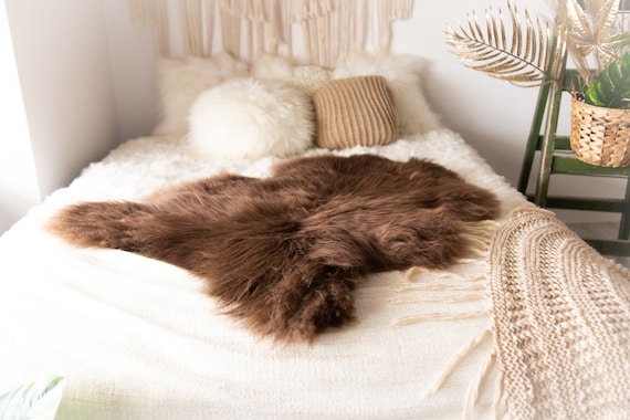 Real Icelandic Sheepskin Rug Scandinavian Decor Sofa Sheepskin throw Chair Cover Natural Sheep Skin Rugs Brown Blanket Fur Rug #Bohgot0