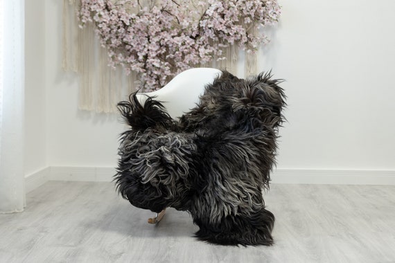 Real Icelandic Sheepskin Rug Scandinavian Decor Sofa Sheepskin throw Chair Cover Natural Sheep Skin Rugs Gray Black #Iceland188