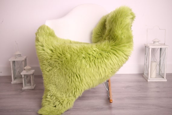 Real Sheepskin Rug Shaggy Rug Chair Cover Sheepskin Throw Sheep Skin Green Sheepskin Home Decor Rugs #9her9