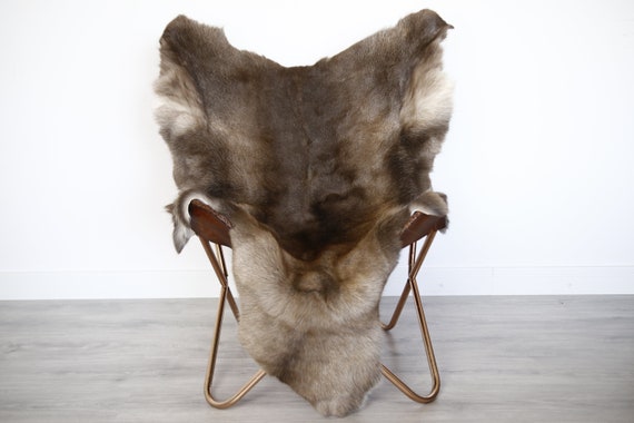 Reindeer Hide | Reindeer Rug | Reindeer Skin | Throw XXL EXTRA LARGE - Scandinavian Style Christmas Decor Brown White Hide #Ire21