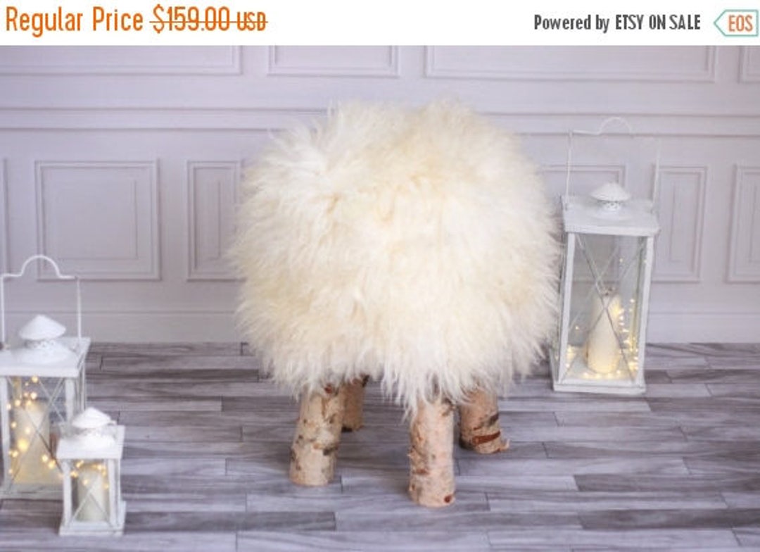 White fur stool discount