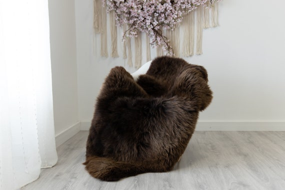 Real Sheepskin Rug Shaggy Rug Chair Cover Scandinavian Home Sheepskin Throw Sheep Skin Brown Sheepskin Home Decor Rugs #herdwik215