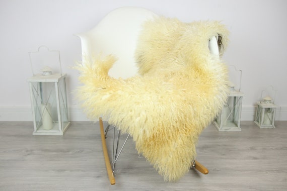 Genuine Rare Tuscan Lamb Sheepskin Rug - Curly Fur Rug - Natural Sheepskin - Ivory Sheepskin | Small Sheepskin #3MARGOT5