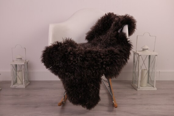Real Sheepskin Rug Genuine Rare Gotland Sheepskin Rus - Curly Fur Rug Scandinavian Sheepvskin - Brown Sheepskin #4Margo12