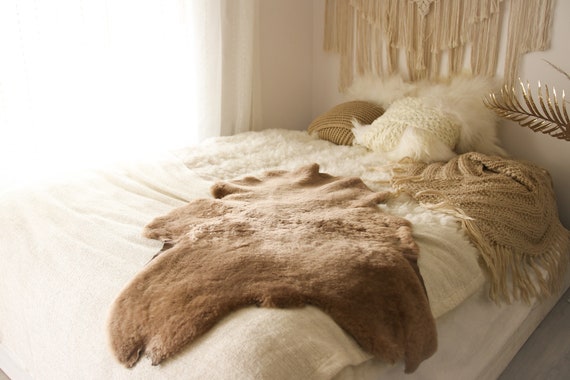 Real Sheepskin Rug Shaggy Rug Chair Cover Sheepskin Throw Sheep Skin Champagne Sheepskin Scandinavian Home Decor Rugs #Roz6