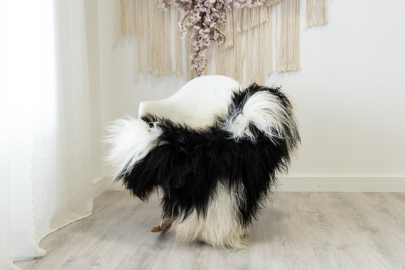Real Icelandic Sheepskin Rug Scandinavian Home Decor Sofa Sheepskin throw Chair Cover Natural Sheep Skin Rugs Ivory Black #Iceland330