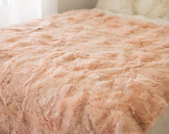 Luxurious Patchwork Toscana Sheepskin Real Fur Throw | Real Fur Blanket | Sheepskin throw | Sheepskin Blanket Boho Pink |FuFu330