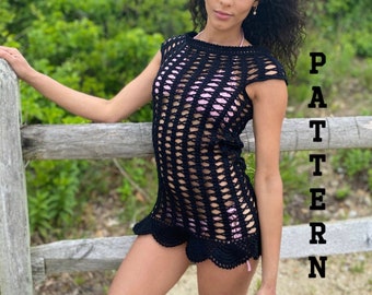 Crochet Lace Beach Cover Up Dress WRITTEN PATTERN // Downloadable PDF Crochet Pattern // Diy Crochet Dress