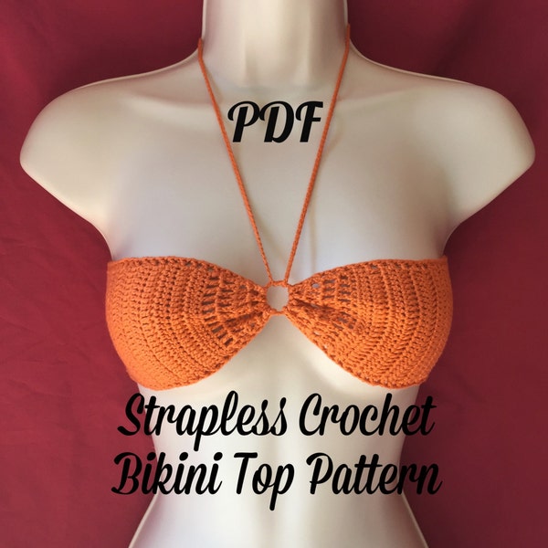 Strapless Crochet Bikini Top Pattern - PDF File Written Downloadable Pattern