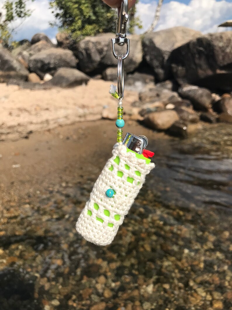 Crochet Lighter Holder Keychain // Handmade Boho Hippie Etsy