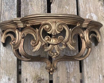 Syroco Hollywood Regency 19" wall shelf ornate Baroque Rococo scroll  0825867