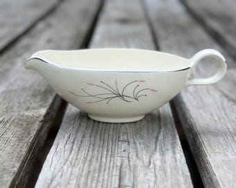 MCM Homer Laughlin gravy boat Rhythm Capri platinum trim  062640089