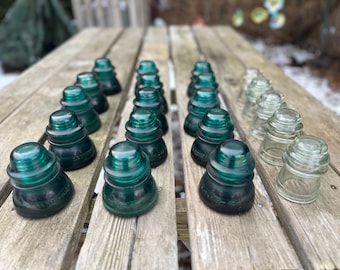 Antique Hemingray glass telegraph resistors vintage electrical insulators blue clear No. 16. / No. 42   126100464