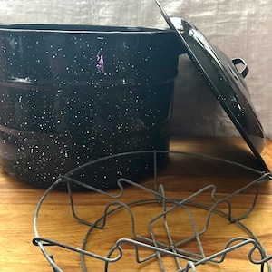 ラックと蓋付きの大型21クォートエナメルグラナイトウェア缶詰ウォーターバスポット殺菌器