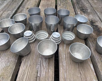 Lot of 20 assorted aluminum cups, molds, smalls, ramekins