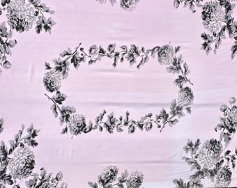 54" x 60" Pink gray black chrysanthemum print tablecloth 092658789
