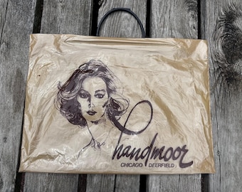 14” x 19” double layer vintage Handmoor Store Deerfield Chicago plastic bag with handle