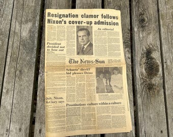 Nixon resignation August 6, 1974 The News-Sun Waukegan Illinois