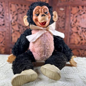 Sleeping Zippy 1960s rubber-faced plush monkey eyes closed Zip  Mr Bim  112612123
