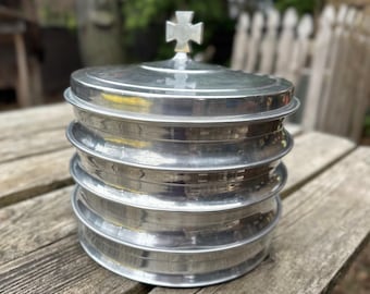4 Tier Aluminum Communion Tray set ©1910 Wm H. Diets Chicago Antique Church. 0426130787