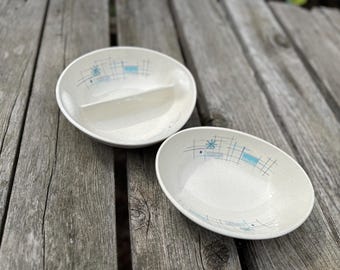 Set of 2 Franciscan Atomic Oasis MCM bowls, oval and separated. 0426999476