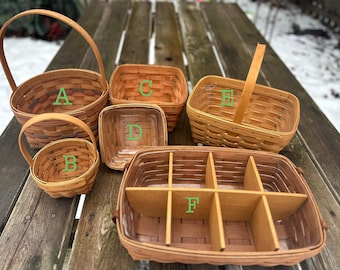 Koszyki Vintage Longaberger Ohio USA, okrągłe, kwadratowe, prostokątne, 6 przegródek, podzielone na pół