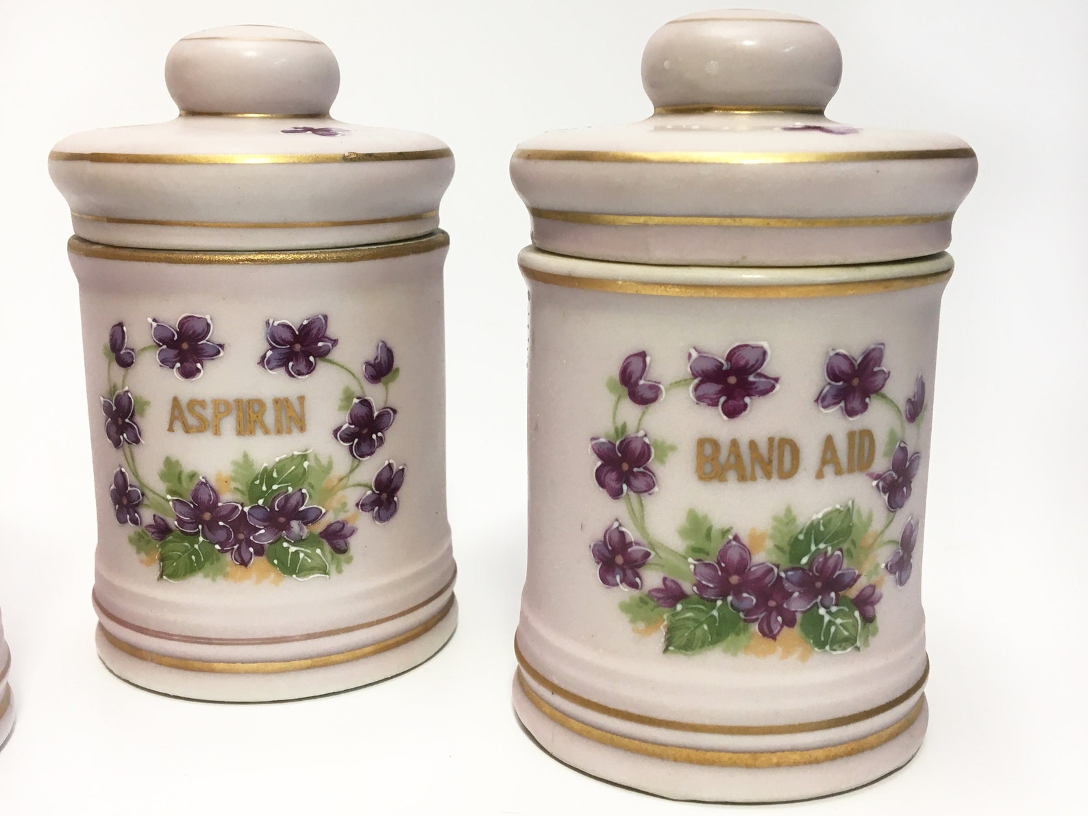 4 vintage Lefton's porcelain bathroom jars canister set Etsy