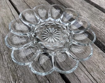 Vintage Anchor Hocking Eierplatte aus klarem Glas 052639898