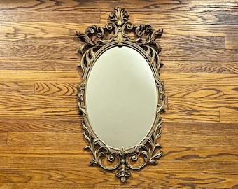 Vintage Turner Mfg Wall Accessories Ornate Baroque or Regency style mirror 1970s Large plastic resin mold 042615896