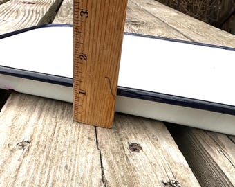 White with black rim 12” x 8” enamel shallow tray 032649898