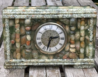 Large green mid century modern Vomit Clock resin and rocks. 072614343