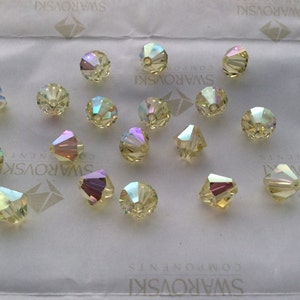 Swarovski #5301 Crystal Jonquil AB Bicone Faceted Beads 4mm 5mm 6mm 8mm
