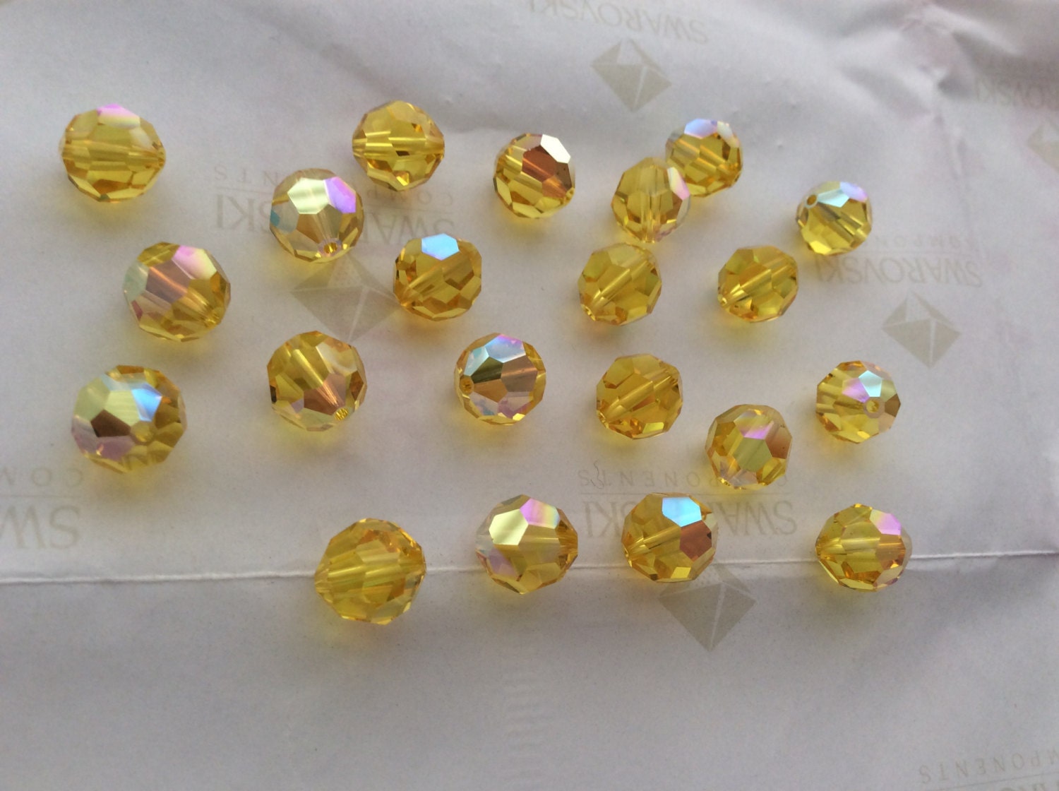 Faceted Swarovski Crystals Round November Citrine Yellow Rhinestone | Esslinger