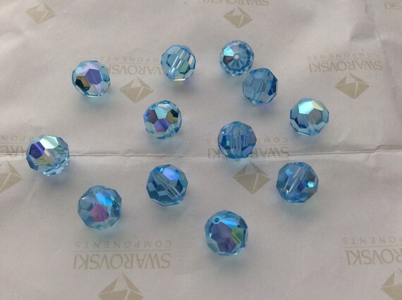 Swarovski #5000 Crystal Aquamarine AB Round Ball Faceted Beads 5mm