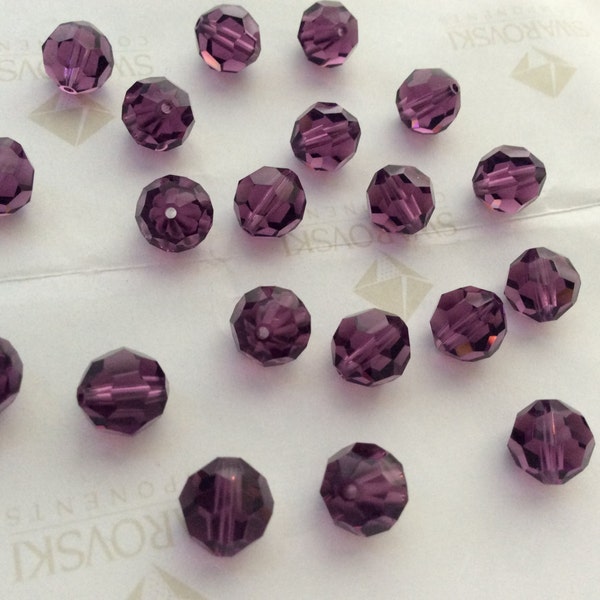 Swarovski #5000 Crystal Amethyst Purple Round Ball Faceted Beads 3mm 4mm 6mm 8mm