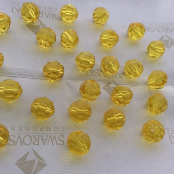 Swarovski #5000 Crystal Citrine Round Ball Faceted Beads 6mm 8mm